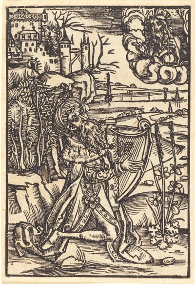 David Playing the Harp by German 15th Century