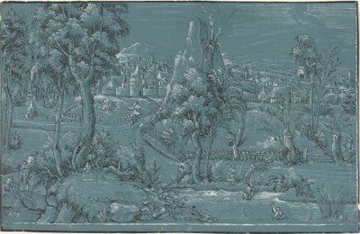 Landscape with Men Fishing by German 16th Century