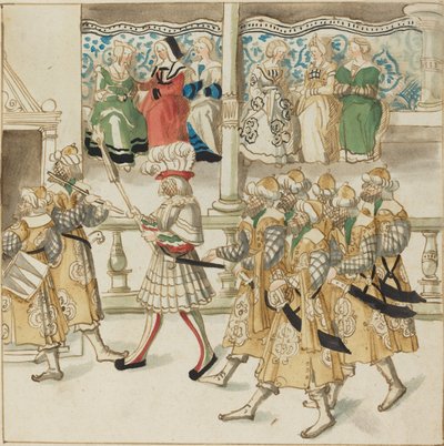 Parading Knights in Oriental Costume by German 16th Century