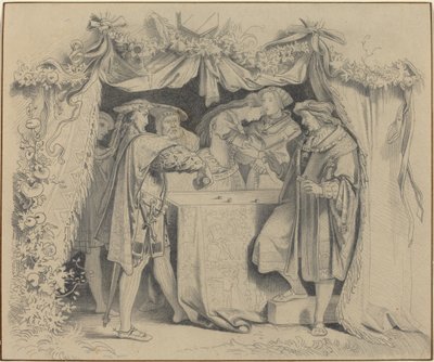 Men Throwing Dice by German 19th Century