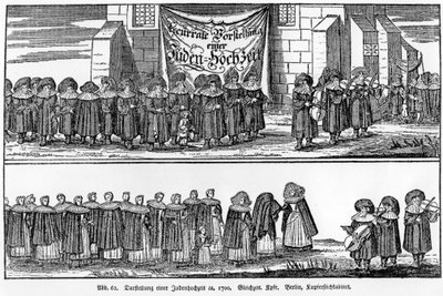 A Jewish wedding procession by German School