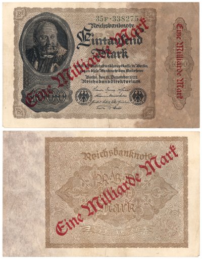 A One Billion Mark Banknote, 1922 by German School