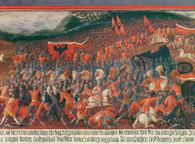 Battle of Kronenberg, Germany in c.1388 by German School