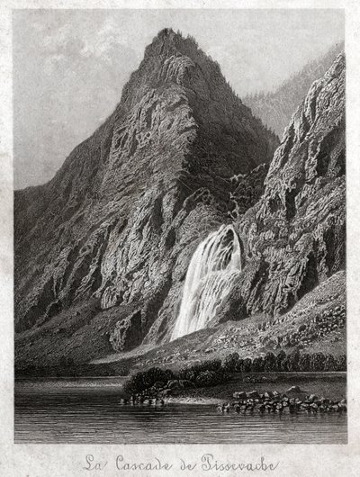 Cascade de Pissevache (engraving, circa 1830) by German School