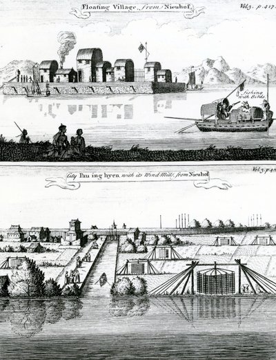 Chinese Floating Village, 17th Century by German School