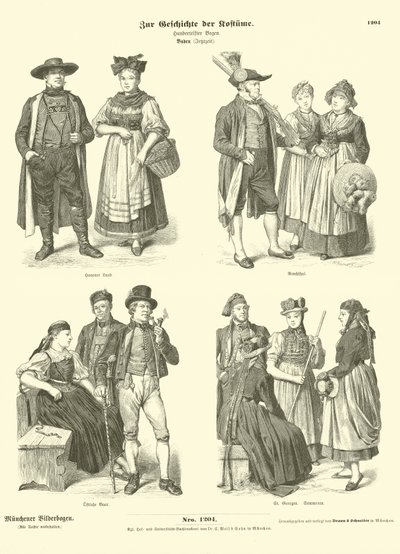 Costumes of Baden, Germany, 19th Century by German School