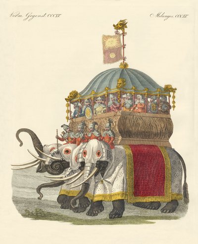 Elephant Castle of Great Khan Kublai by German School