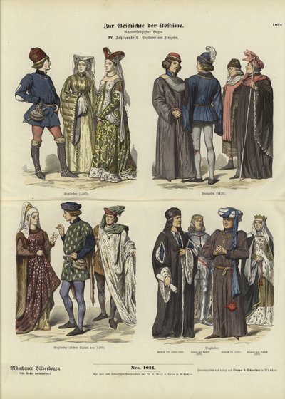 English and French Costumes, 15th Century by German School