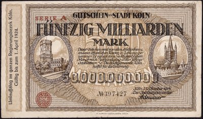Fifty billion mark banknote, 1923 by German School