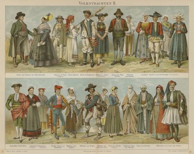 Folk costumes by German School