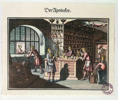 Interior of an Apothecary, c.1700 by German School