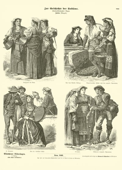 Italian Costumes, Late 19th Century by German School