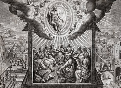 Jesus Christ and the Apostles (engraving) by German School