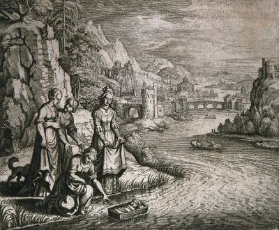 Moses rescued from the Nile by German School