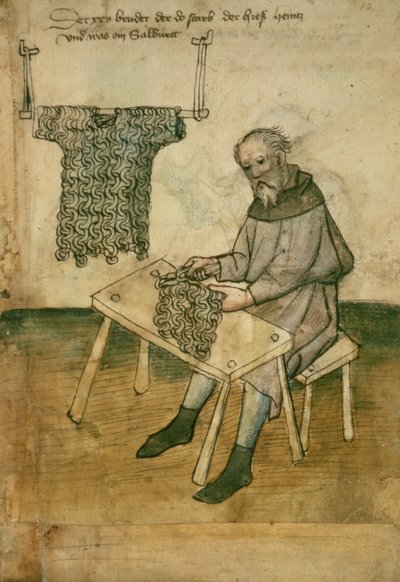 Armourer Making a Hauberk by German School