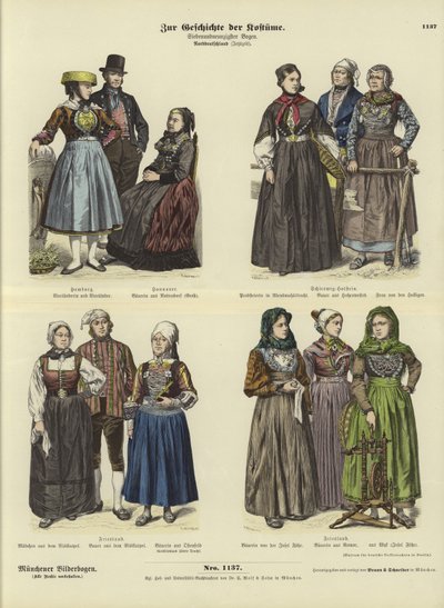 North German Costumes, Late 19th Century by German School