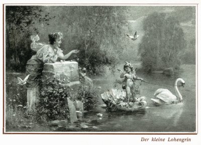 Postcard Depicting Lohengrin with the Swan by German School