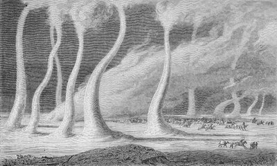 Sand Pillars in the Desert by German School