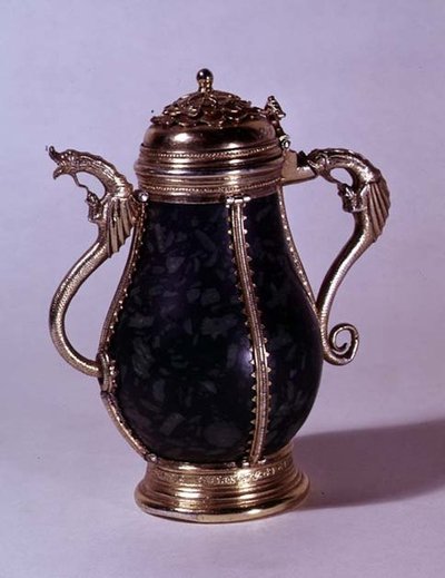 Silver-gilt mounted ewer by German School