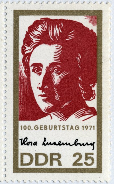 Stamp representing Rosa Luxembourg by German School