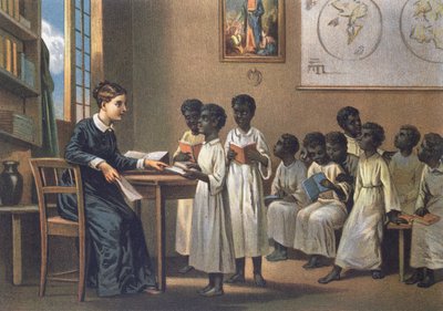 Teacher with pupils, 1880 by German School