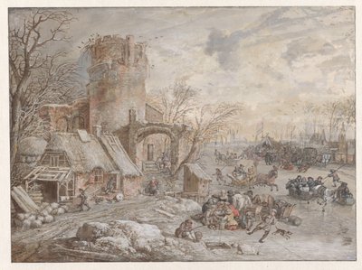 Winter landscape with ice fun by Gerrit Battem