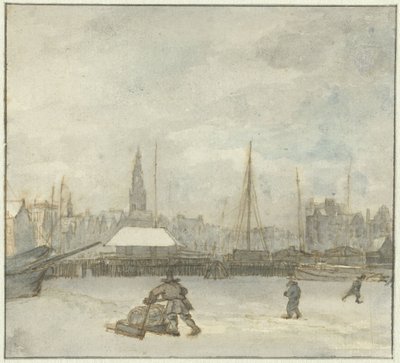 Winter Scene in Amsterdam by Gerrit Lamberts