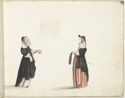 Two Standing Women in Profile by Gesina ter Borch