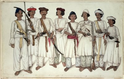 Eight Gurkhas, 1815 by Ghulam Ali Khan