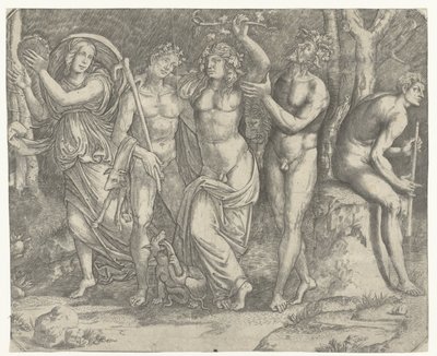 Bacchus and Bacchantes and Maenad with Tambourine by Giacomo Francia