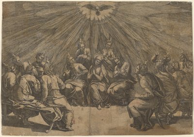 Pentecost by Gian Jacopo Caraglio after Raphael