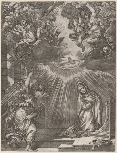 The Annunciation by Gian Jacopo Caraglio after Titian