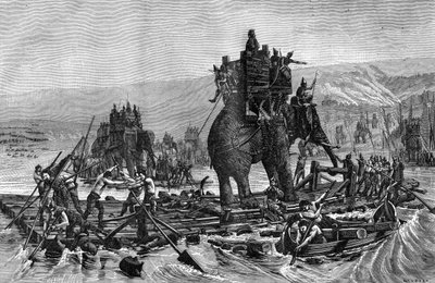 Hannibal crossing the Rhone, 218 BC by Gilbert