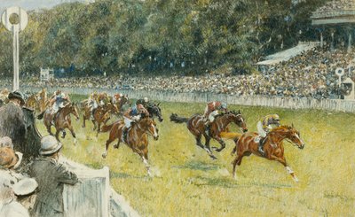 A Finish at Goodwood by Gilbert Holiday