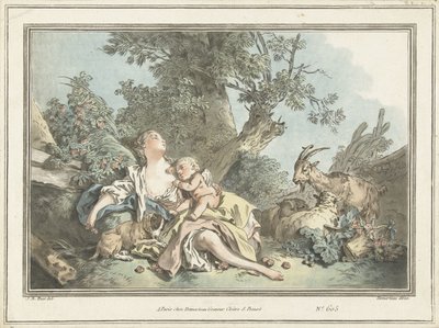 Sleeping Shepherdess and Sleeping Cupid by Gilles Antoine Demarteau