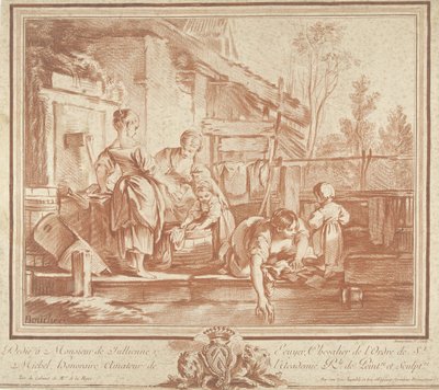 Washerwomen and Children by Gilles Demarteau