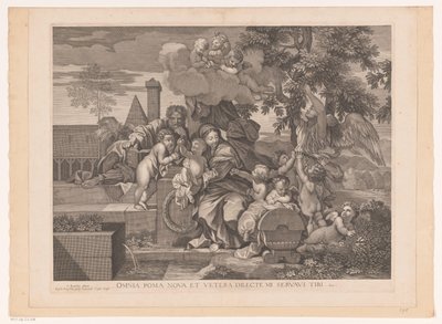 Holy Family with Putti by Apple Tree by Gilles Rousselet