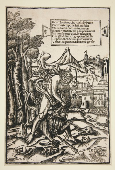 Hercules and the Nemean Lion by Giovanni Andrea Vavassore