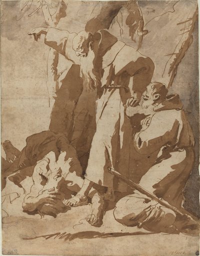 Two Monks with a Prostrate Man by Giovanni Battista Tiepolo