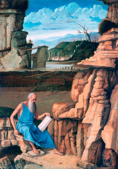 Saint Jerome reading in a Landscape, c1480-1485 by Giovanni Bellini
