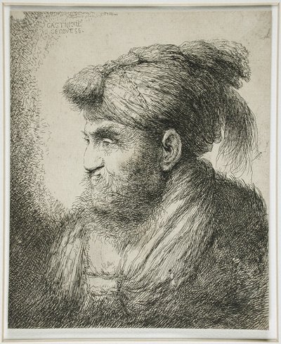 Bearded Man Wearing a Turban by Giovanni Benedetto Castiglione