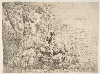 Young Herdsman on Horseback by Giovanni Benedetto Castiglione