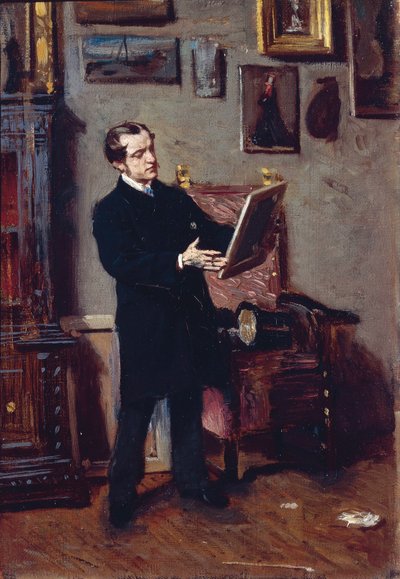 Young Man Watching Painting by Giovanni Boldini