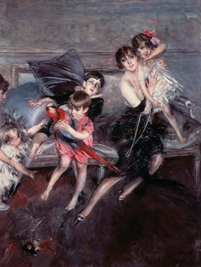 Mrs Edwards with four children and nanny by Giovanni Boldini