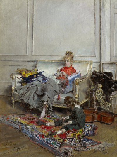 Young Woman Crocheting by Giovanni Boldini