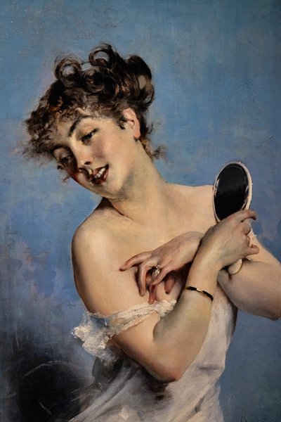 Young Woman in Déshabillé (detail) by Giovanni Boldini