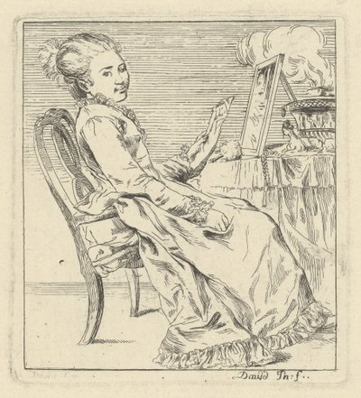 A Seated Young Woman Holding a Letter by Giovanni David