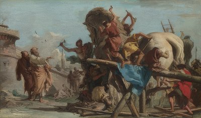 The Construction of the Trojan Horse by Giovanni Domenico Tiepolo