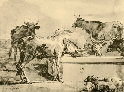Cows Watering by Giovanni Domenico Tiepolo