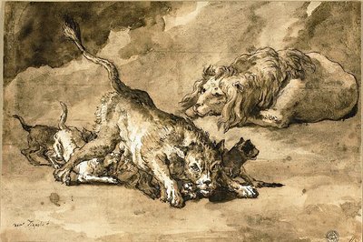 Lion, Lioness and Cubs by Giovanni Domenico Tiepolo